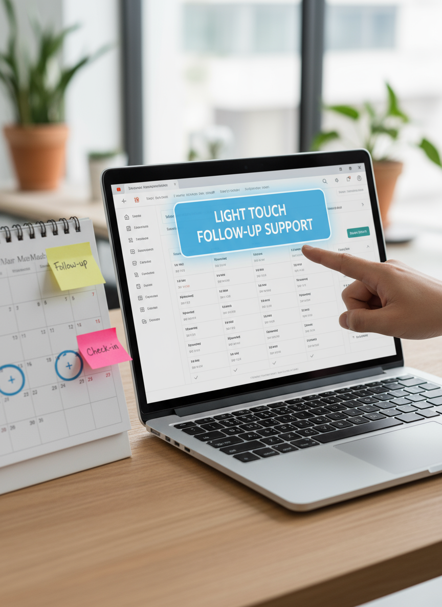 Calendar and laptop showing light touch follow up support