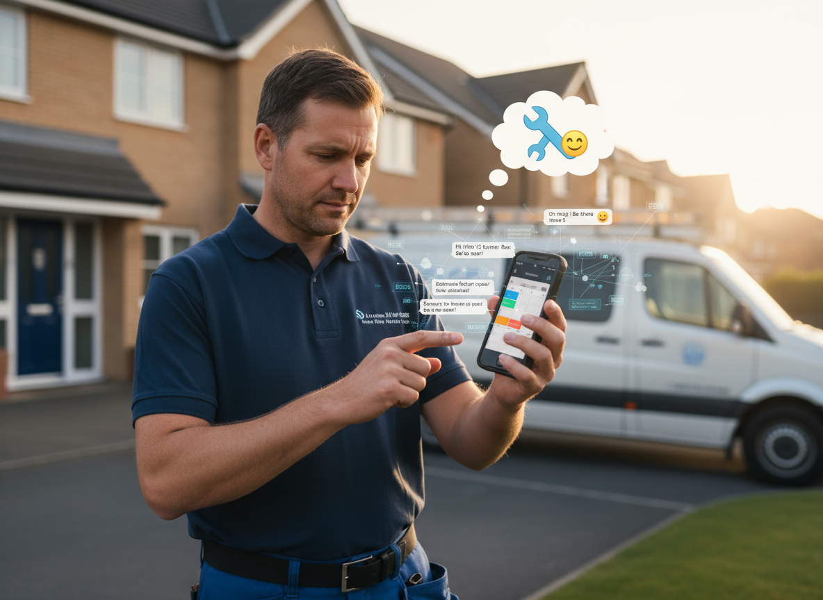 Calendar and phone showing automated customer reminder messages