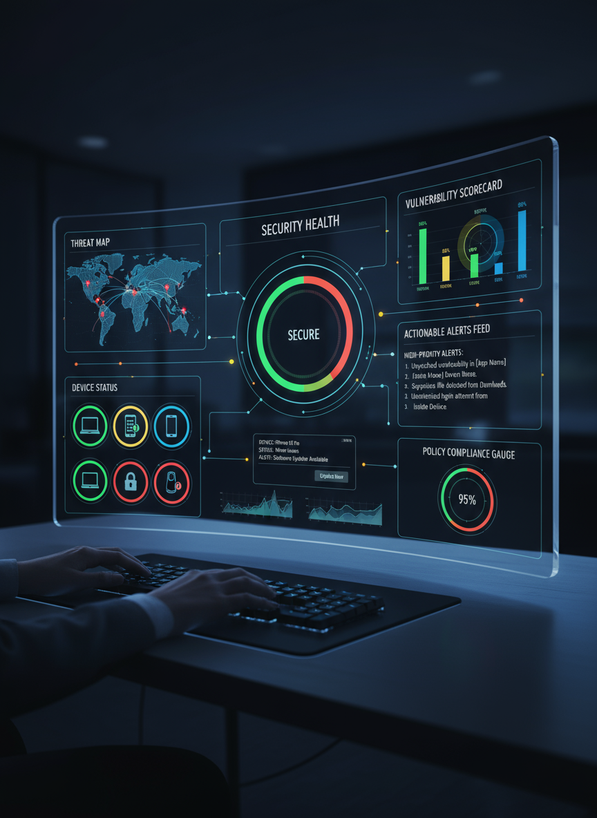 Cybersecurity dashboards and device security tools