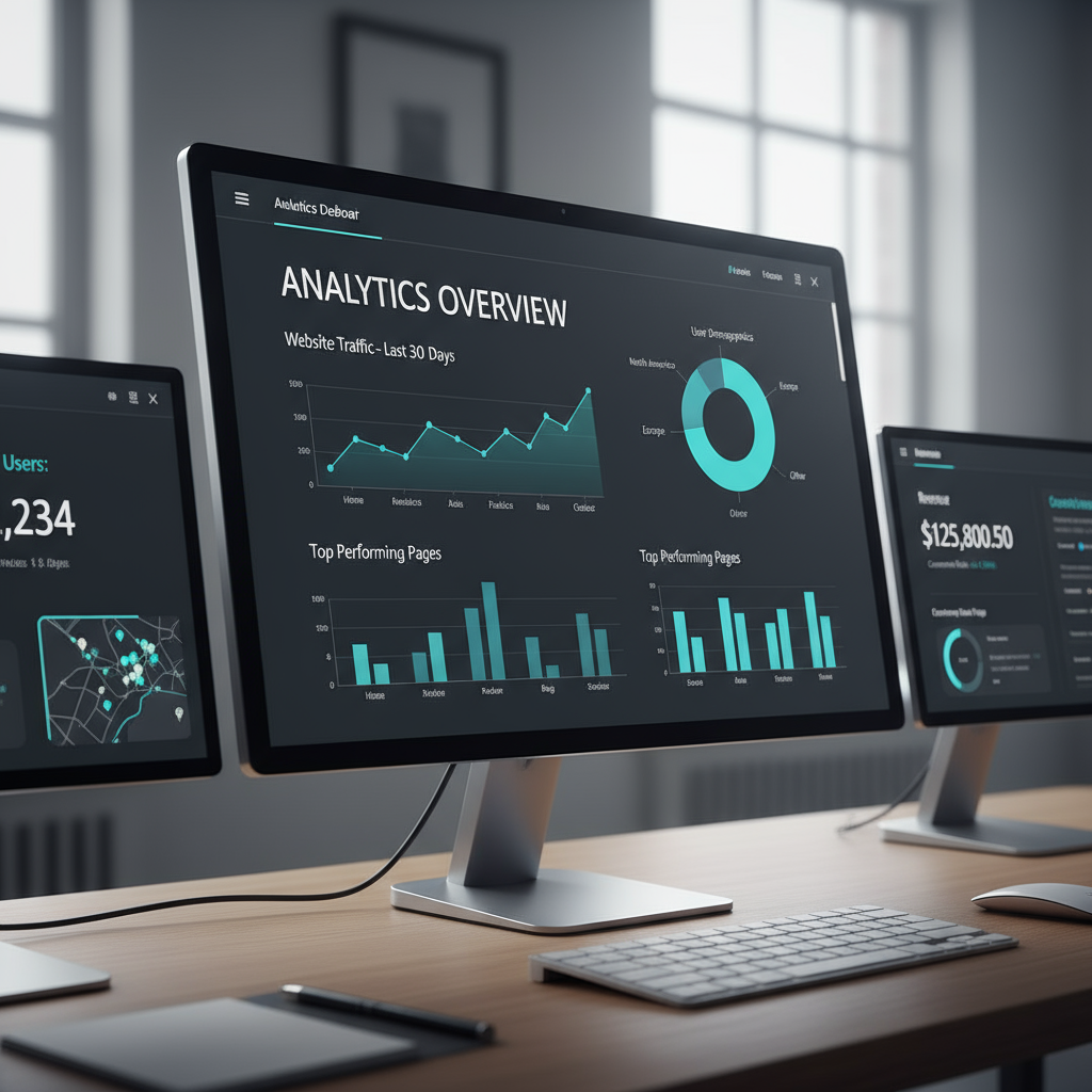 Website dashboard and analytics screens